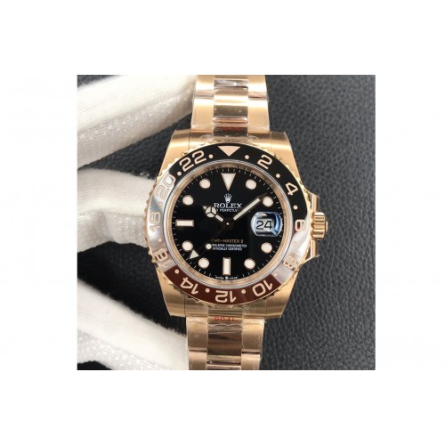 Rolex GMT-Master II 126715 CHNR Black/Brown Ceramic RG EWF Best Edition Black Dial on RG Bracelet SA3186 Rolex GMT-Master II 126715 CHNR Black/Brown Ceramic RG EWF Best Edition Black Dial on RG Bracelet SA3186