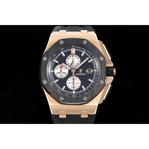 Audemars Piguet Royal Oak Offshore 44mm RG Ceramic Bezel RSF 1:1 Best Edition Black/White Dial on Rubber Strap A3126 Audemars Piguet Royal Oak Offshore 44mm RG Ceramic Bezel RSF 1:1 Best Edition Black/White Dial on Rubber Strap A3126
