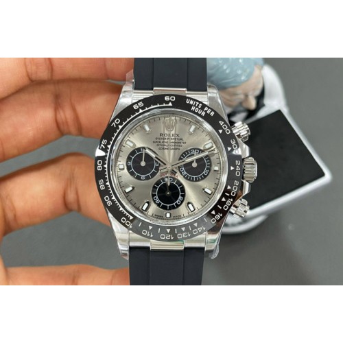 Rolex Daytona 116519 Noob 1:1 Best Edition 904L SS Case Gray/Black Dial on Black Rubber Strap SA4130 Rolex Daytona 116519 Noob 1:1 Best Edition 904L SS Case Gray/Black Dial on Black Rubber Strap SA4130