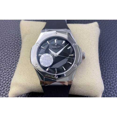 Hublot Classic Fusion Orlinski SS APSF 1:1 Best Edtion Black Faceted Dial on Black Rubber Strap A2892
