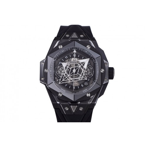 Hublot Big Bang Sang Bleu II Black Ceramic ZF Best Edition on Black Rubber Strap A1240