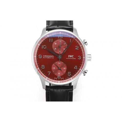 IWC Portuguese Chrono IW3716 RSF 1:1 Best Edition Red Dial on Black Leather Strap A7750
