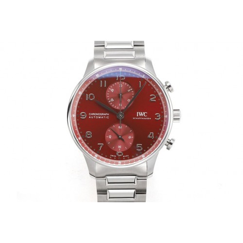 IWC Portuguese Chrono IW3716 RSF 1:1 Best Edition Red Dial on SS Bracelet A7750
