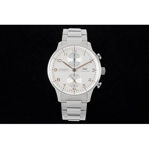 IWC Portuguese Chrono IW3716 RSF 1:1 Best Edition White Dial YG Markers on SS Bracelet A7750