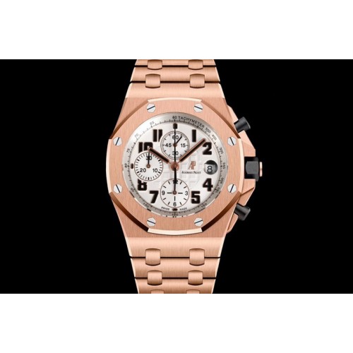 Audemars Piguet Royal Oak Offshore 42mm RG TKF Best Edition White Dial on RG Bracelet A7750 Audemars Piguet Royal Oak Offshore 42mm RG TKF Best Edition White Dial on RG Bracelet A7750
