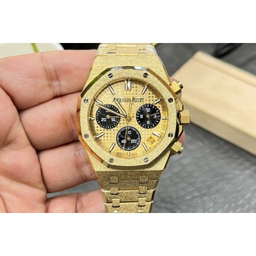 Audemars Piguet Royal Oak Chrono 26240 Frosted YG APSF 1:1 Best Edition YG Dial on Bracelet SA4401 Super Clone V2 (Free Sprung)