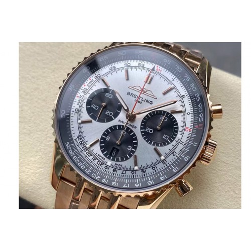 Breitling Navitimer B01 43mm RG B50 Best Edition Blue Dial On RG Bracelet A7750