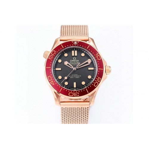 Omega Seamaster 300M Diver RG VSF 1:1 Best Edition Black Dial on Mesh Bracelet A8806