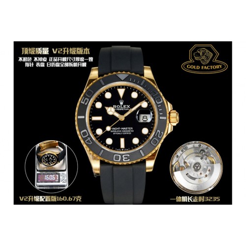 Rolex Yacht-Master 226658 Gold Factory 1:1 Best Edition YG on Oysterflex Strap VR3235 (Gen Weight)