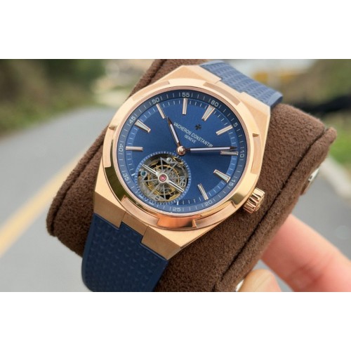 Vacheron Constantin Overseas Tourbillon RG BBS Best Edition Blue Dial on Blue Rubber Strap Vacheron Constantin Overseas Tourbillon RG BBS Best Edition Blue Dial on Blue Rubber Strap