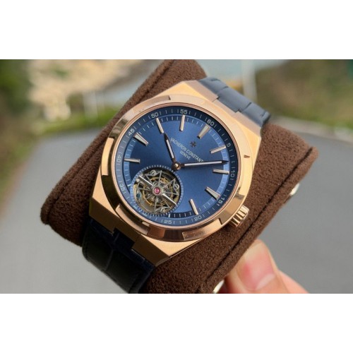 Vacheron Constantin Overseas Tourbillon RG BBS Best Edition Blue Dial on Blue Leather Strap