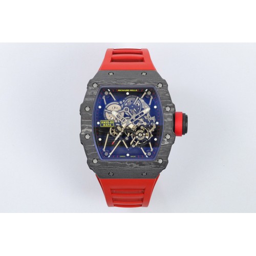 Richard Mille RM35-01 NTPT ZF 1:1 Best Edition Skeleton Dial on Red Rubber Strap RMUL3 Super Clone