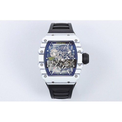 Richard Mille RM35-01 White NTPT ZF 1:1 Best Edition Skeleton Dial on Black Rubber Strap RMUL3 Super Clone Richard Mille RM35-01 White NTPT ZF 1:1 Best Edition Skeleton Dial on Black Rubber Strap RMUL3 Super Clone