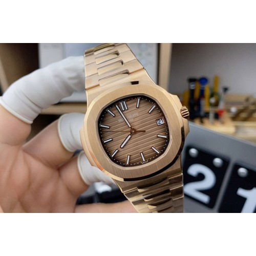 Patek Philippe Nautilus 5711 3KF 1:1 Best Edition Brown Textured Dial on RG Bracelet 324CS