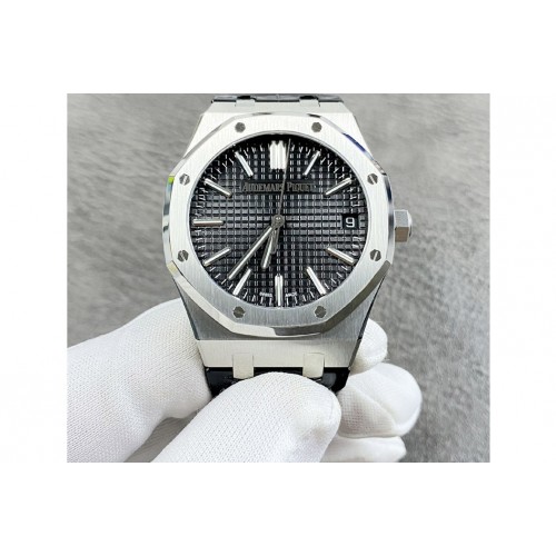 Audemars Piguet Royal Oak 41mm 15510 "50th Anniversary" SS APSF 1:1 Best Edition Black Dial on Black Leather Strap SA4302 Super 