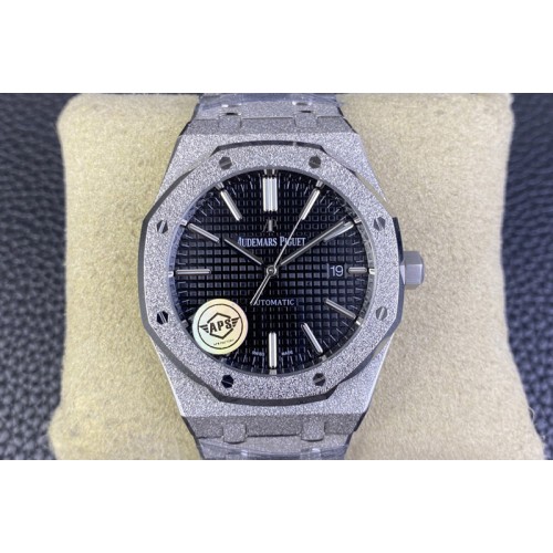 Audemars Piguet Royal Oak 41mm 15410 Frosted SS APSF 1:1 Best Edition Black Textured Dial on SS Bracelet SA3120 Super Clone Audemars Piguet Royal Oak 41mm 15410 Frosted SS APSF 1:1 Best Edition Black Textured Dial on SS Bracelet SA3120 Super Clone