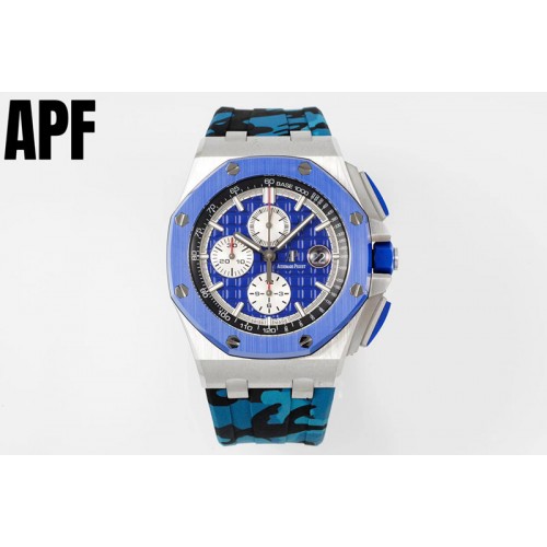 Audemars Piguet Royal Oak Offshore 44mm Blue Ceramic Bezel APF 1:1 Best Edition Blue Dial on Blue Camou Strap A3126 Audemars Piguet Royal Oak Offshore 44mm Blue Ceramic Bezel APF 1:1 Best Edition Blue Dial on Blue Camou Strap A3126