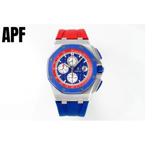Audemars Piguet Royal Oak Offshore 44mm Blue Ceramic Bezel APF 1:1 Best Edition Blue/Red Dial on Blue/Red Rubber Strap A3126 Audemars Piguet Royal Oak Offshore 44mm Blue Ceramic Bezel APF 1:1 Best Edition Blue/Red Dial on Blue/Red Rubber Strap A3126