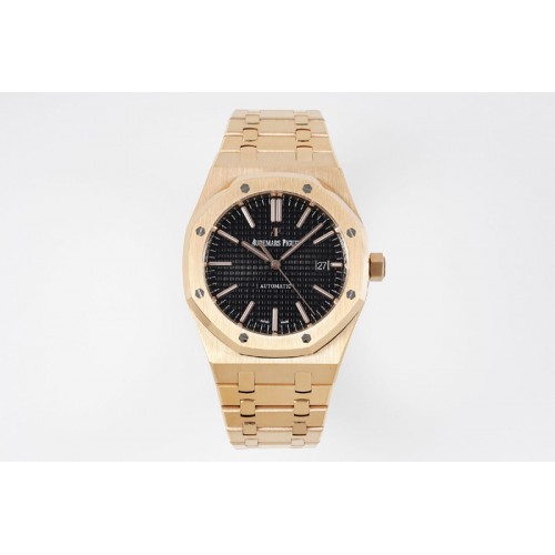 Audemars Piguet Royal Oak 41mm 15400 RG APSF 1:1 Best Edition Black Textured Dial on RG Bracelet SA3120 Super Clone V3