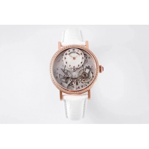 Breguet Tradition Tradition 7038BR/18/9V6 RG Real PR ZF 1:1 Best Edition Silver Skeleton Dial on White Leather Strap A505