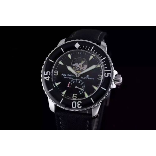 Blancpain Fifty Fathoms 1:1 Noob Best Edition SS "No Radiation" Dial on Sail-canvas Strap A2824