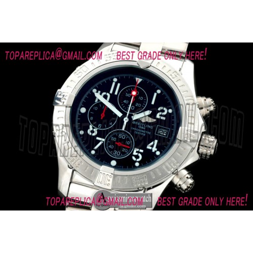 Breitling Super Avenger SS/SS Black Num Jap OS20