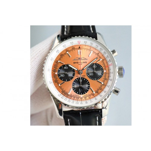 Breitling Navitimer B01 43mm SS B50 Best Edition Gold Dial Black Subdial On Leather Strap A7750