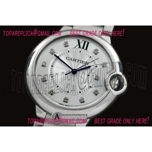 Ballon De Cartier Mid SS/SS White Diam Miyota 9015