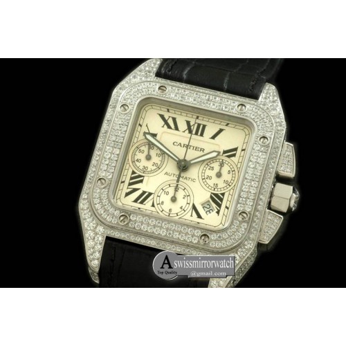 Cartier Santos 100 Chrono SS/Diam/LE White A7753