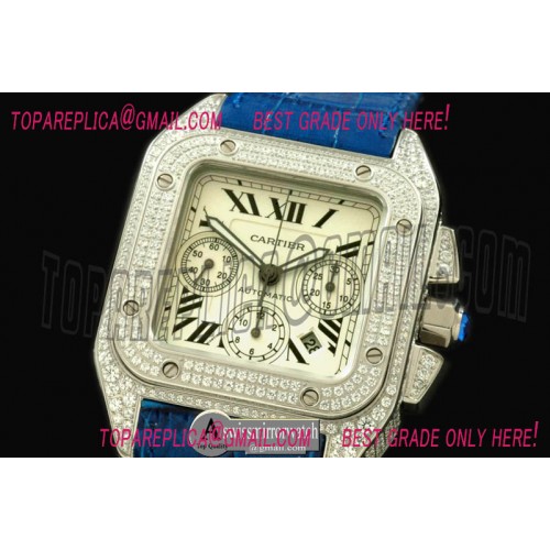 Cartier Santos 100 Chrono SS/Diam Men Asia 7750
