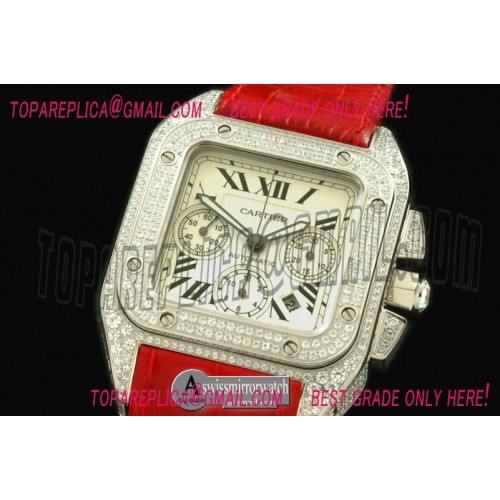 Cartier Santos 100 Chrono SS/Diam Men Asia 7750
