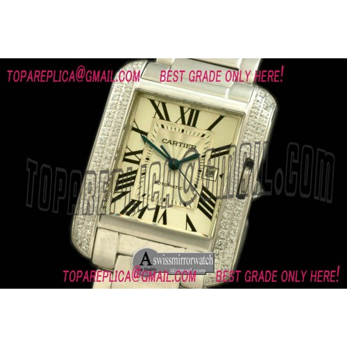 Cartier Tank Anglaise Mid SS/SS White Swiss Eta 2671
