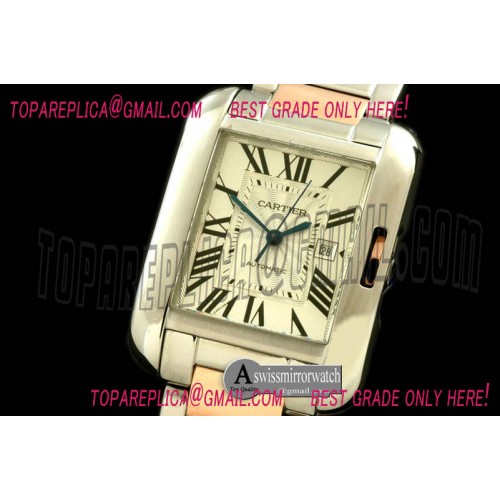Cartier Tank Anglaise Mid SS/YG White Swiss Eta 2671