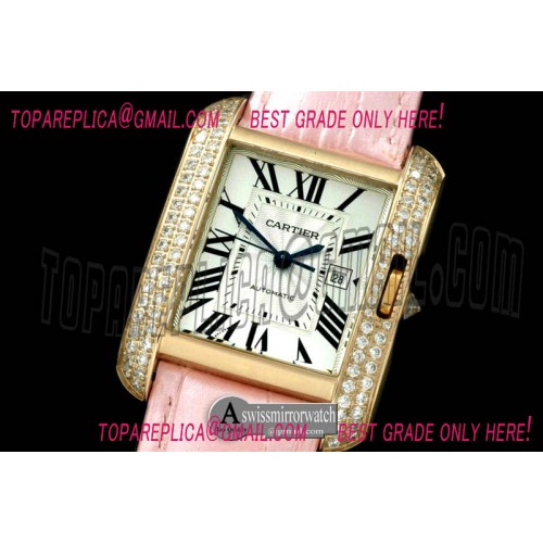 Cartier Tank Anglaise Mid YG/YG White Swiss Eta 2671