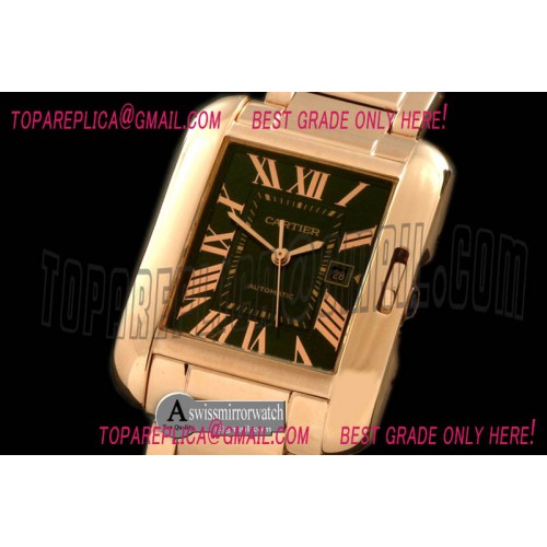Cartier Tank Anglaise Mid RG/RG Black Swiss Eta 2671