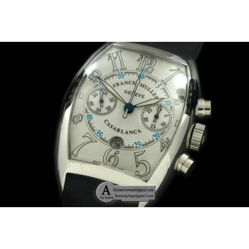 Franck Muller Casablanca Chrono SS Rubber White Asia 7753 Replica Watches