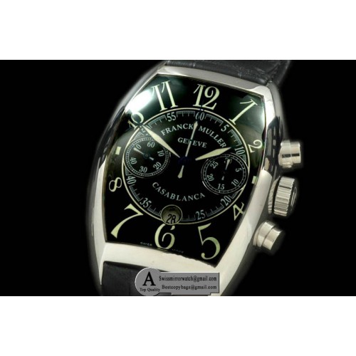 Franck Muller Casablanca Chrono SS Leather Black Asia 7753 Replica Watches