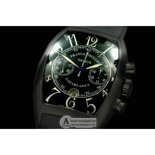 Franck Muller Casablanca Chrono PVD Rubber Black Asia 7753 Replica Watches