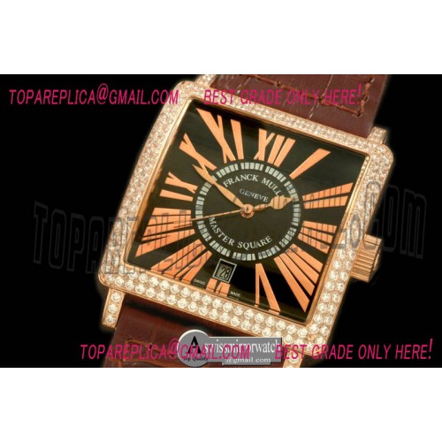 Franck Muller Men Master Square RG/LE RG Black Roman Asian 2836 Franck Muller Men Master Square RG/LE RG Black Roman Asian 2836