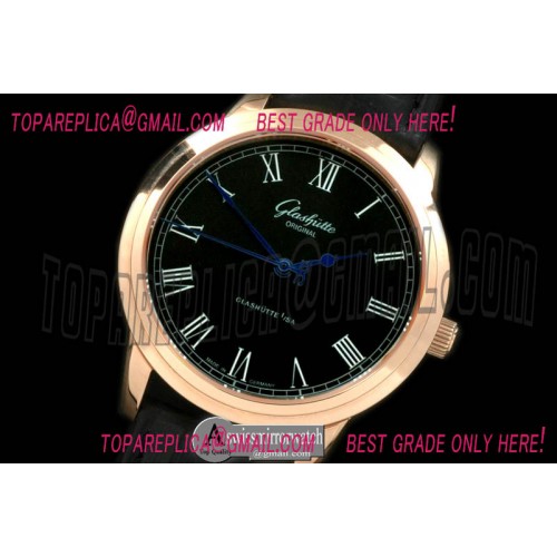 Glashutte Senator Sixties RG/LE Black Asian 2824