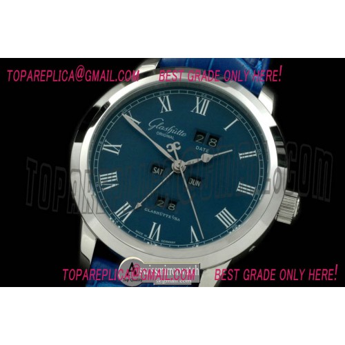 Glashutte Senator Perpertual Calendar SS/LE Blue Asian 2813