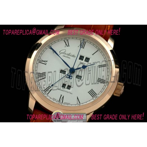 Glashutte Senator Perpertual Calendar RG/LE White Asian 2813