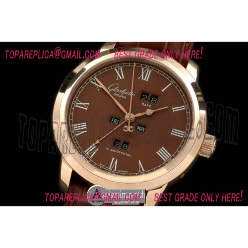 Glashutte Senator Perpertual Calendar RG/LE Brown Asian 2813