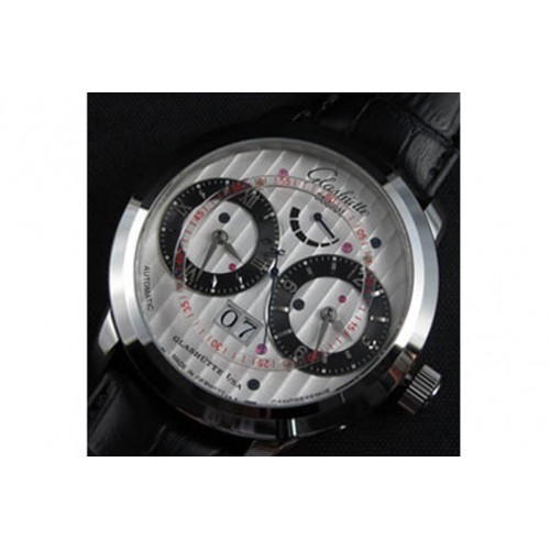 Glashutte Dual Time Power-Reserve,Asian 21600vph,Steel Case,White Dail