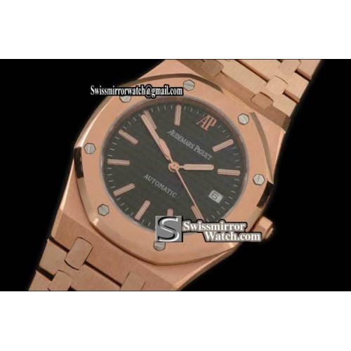 Audemars Piguet Royal Oak Jumbo 39mm Rose Gold Black Swiss Eta 2