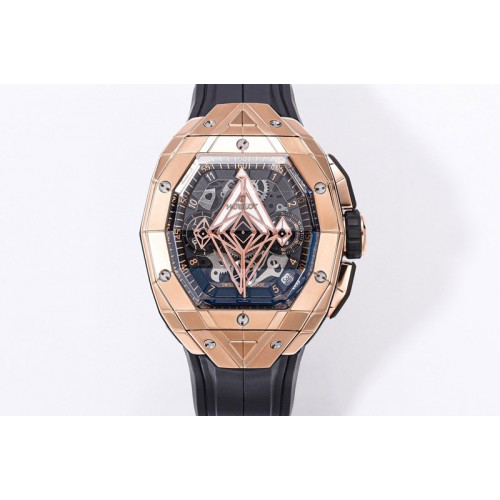 Hublot Spirit of Big Bang Sang Bleu RG BLSF Edition Skeleton Dial on Black Rubber Strap A7750