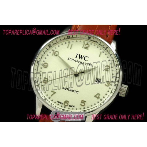 IWC Portugese Automatic SS/LE White/Steel Num Asia 2813