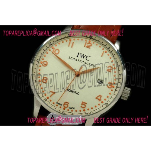 IWC Portugese Automatic SS/LE White/R-Gold Num Asia 2813
