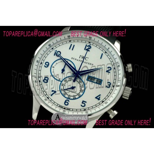 IWC Portuguese Chrono Day/Date SS/RU White/Blue Jap OS20