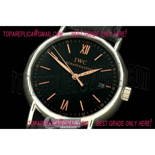 IWC Portifino Ladies SS/LE Black/R-Gold Rom/Stk Swiss Qtz